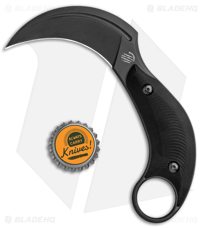 Bastinelli Creations B.A.K. Karambit Fixed Blade Knife Black G-10 (3.25" Black)