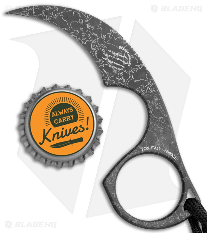 Bastinelli Diagnostic Karambit Fixed Blade Neck Knife PVD Skulls (1.5")