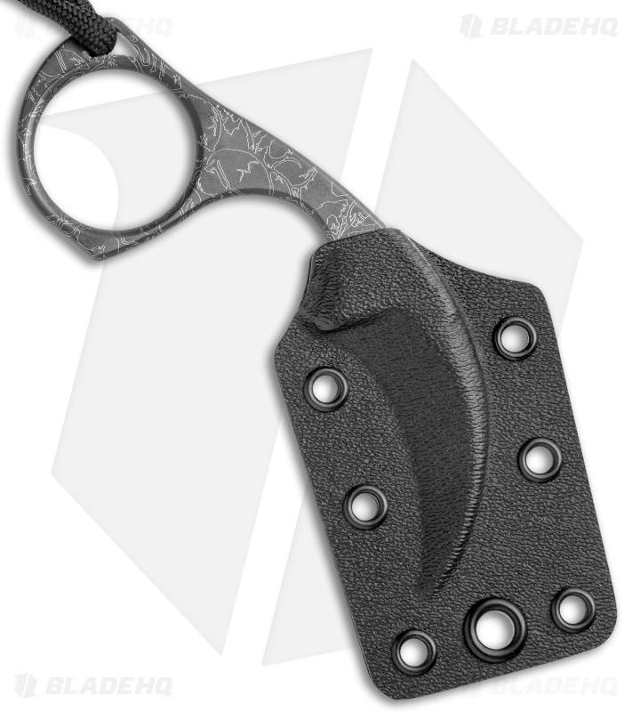 Bastinelli Diagnostic Karambit Fixed Blade Neck Knife PVD Skulls (1.5")