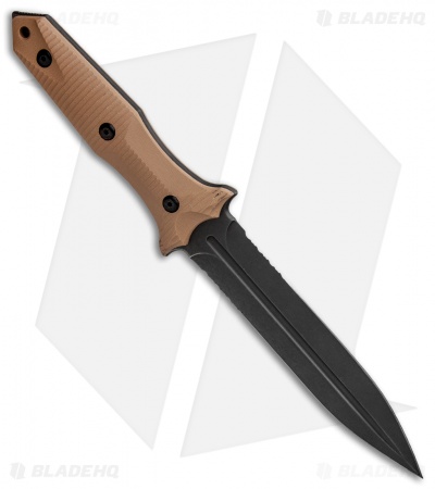 Bastinelli Creations GROZO Fixed Blade Knife Coyote G-10 (5.8" Black SW Serr)