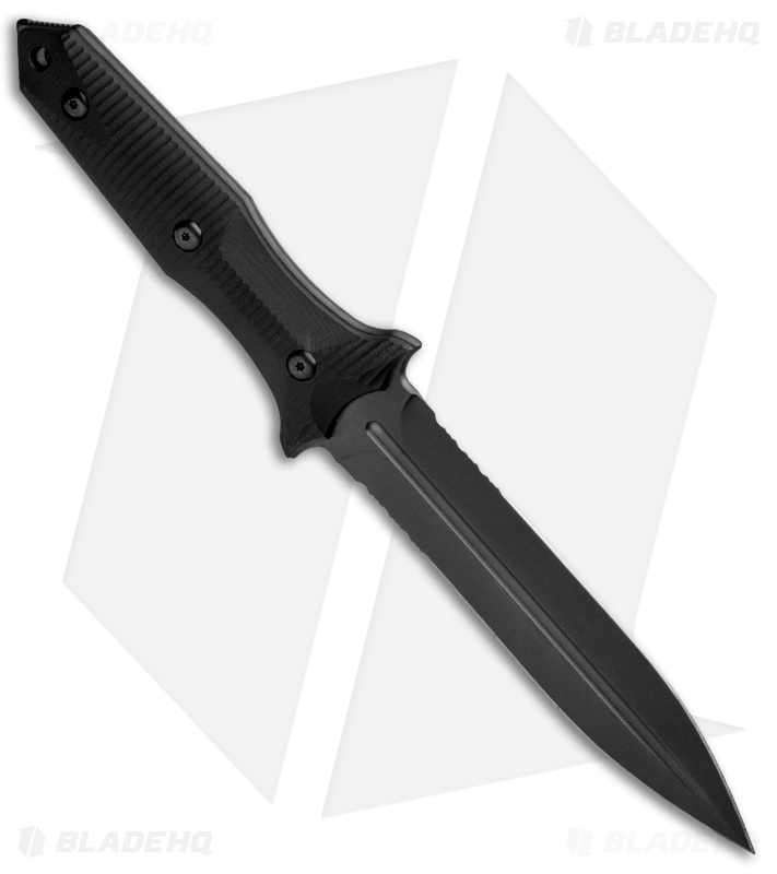Bastinelli Creations GROZO Fixed Blade Knife Black G-10 (5.8" Black PVD Serr)