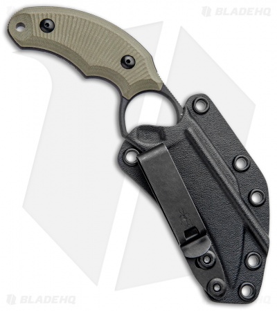 Bastinelli Creations HARPY Karambit Fixed Blade OD Green (3.25" Black SW) 