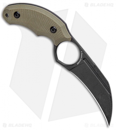 Bastinelli Creations HARPY Karambit Fixed Blade OD Green (3.25" Black SW) 