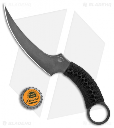 Bastinelli Creations Mako Fixed Blade Knife Black Cord Wrap (4.5" Black)