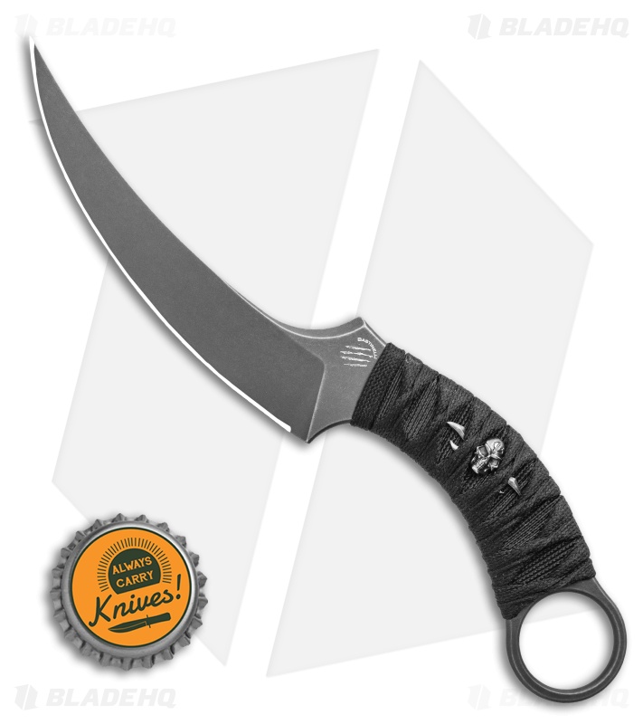 MASA BLACK CAMP② Bastinelli Creations Mako Fixed Blade Knife Black Cord w/ Menuki
