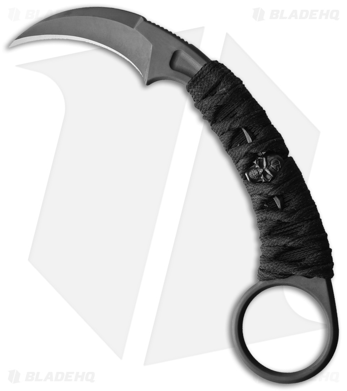 Bastinelli Creations PiKa Karambit Fixed Blade Knife Bronze Menuki (1.63" Black)