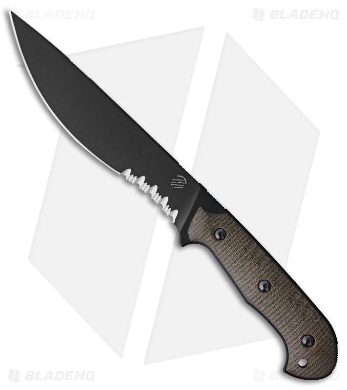 Bastinelli Creations Silence Large Fixed Blade Knife Micarta (7.25" Black Serr)