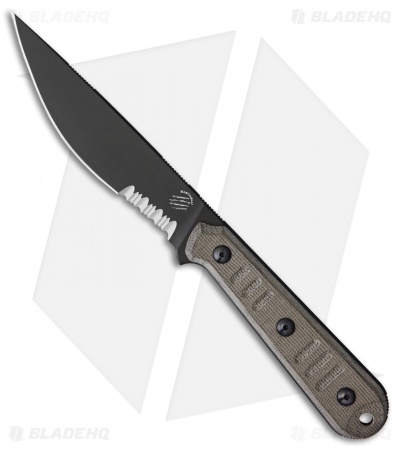 Bastinelli Creations Silence Slim Fixed Blade Knife Micarta (4.75" Black Serr)