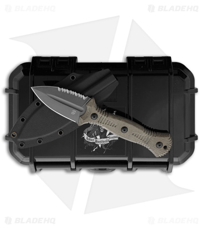 Bastinelli Creations Telum Fixed Blade Knife Green Micarta (2.5" Black SW Serr)