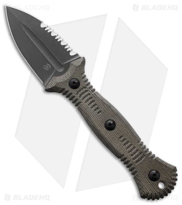 Bastinelli Creations Telum Knife Green Micarta Black SW Serr