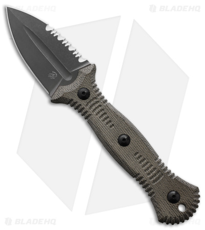 Bastinelli Creations Telum Fixed Blade Knife Green Micarta (2.5" Black SW Serr)