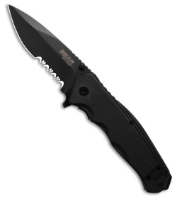 Bear Edge Sideliner Liner Lock Knife Black G-10 (3.25" Black Serr)