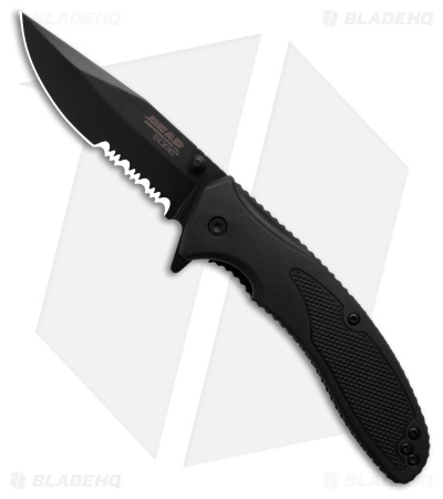 Bear Edge Sideliner Assisted Liner Lock Knife Black Zytel (3.25" Black Serr)