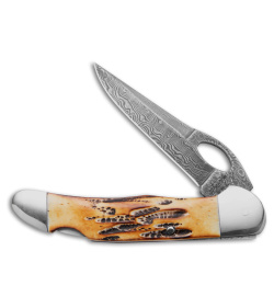 Bear & Son Cowhand Lockback Knife Bone (3.25" Damascus) 5150LD