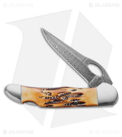 Bear & Son Cowhand Lockback Knife Bone (3.25" Damascus) 5150LD