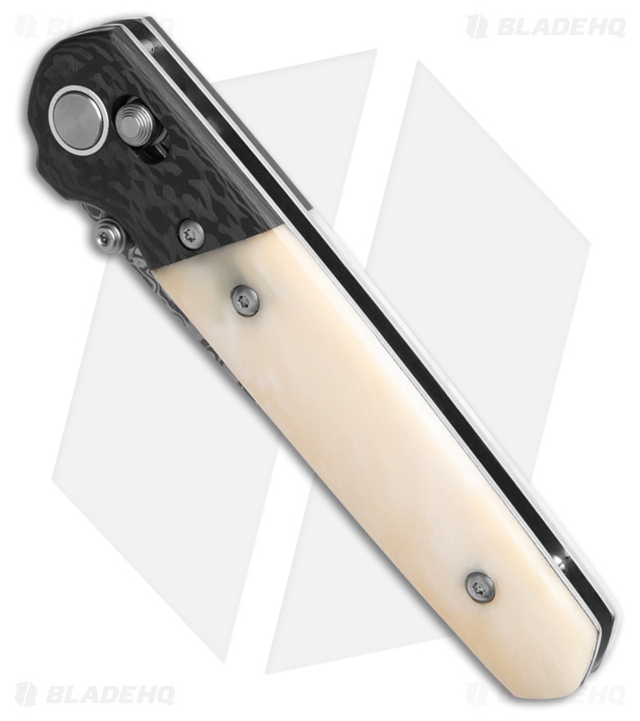 Bear & Son Lawman Slidelock Knife White Bone/Carbon Fiber (3.25" Damascus)