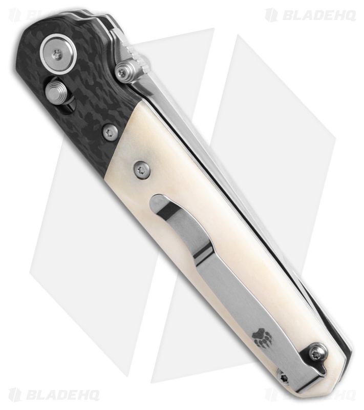 Bear & Son Lawman Slidelock Knife White Bone/Carbon Fiber (3.25" Satin)