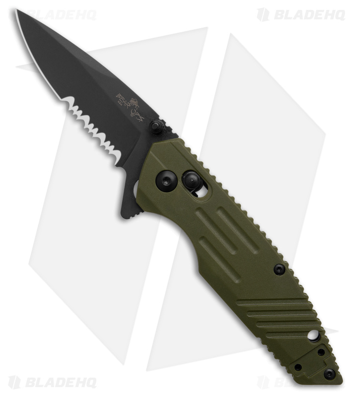 Bear & Son Mini Rancor IX Slide Lock Green Zytel (2.5" Blk Serr) MC-900-OD7-BSR