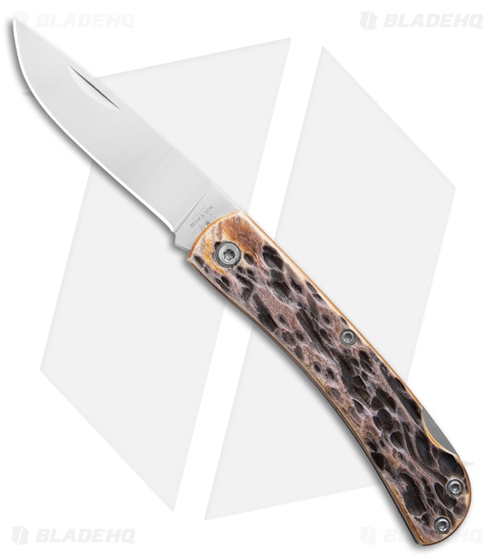 Bear & Son Small Farmhand Lock Back Knife Genuine India Stag Bone