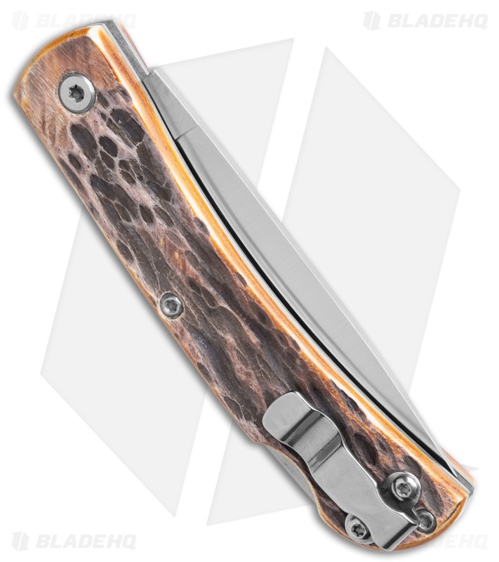 Bear & Son Small Farmhand Lock Back Knife Genuine India Stag Bone (2.75" Satin)