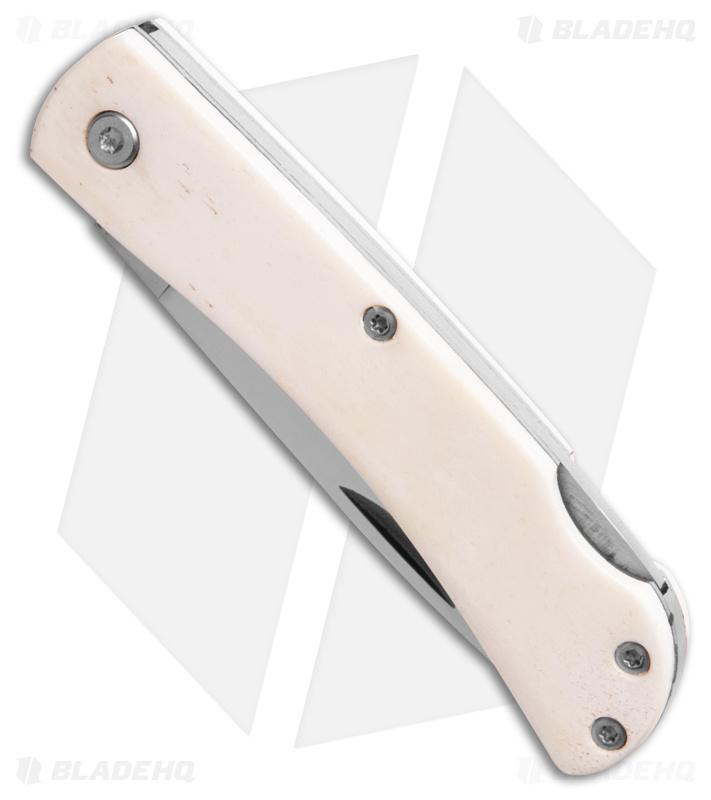 Bear & Son Small Lockback White Smooth Bone (2.8" Satin)