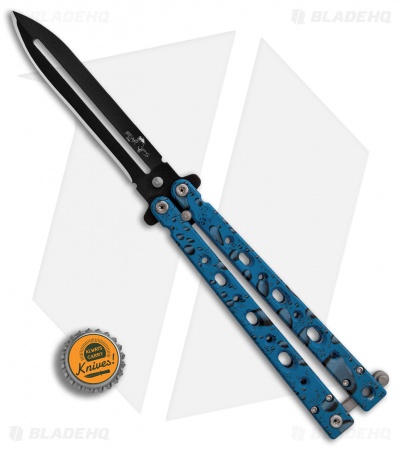 Bear OPS Bear Song V Butterfly Knife Blue Raindrop (4.38" Black) B-500-AIDB-B