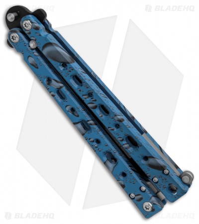Bear OPS Bear Song V Butterfly Knife Blue Raindrop (4.38" Black) B-500-AIDB-B