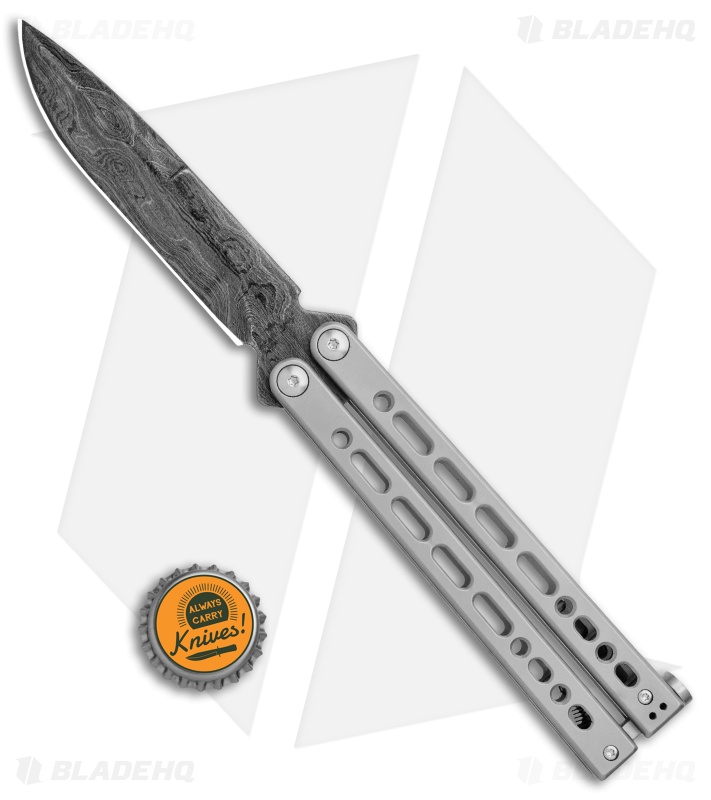 Bear Ops Bear Song VIII Butterfly Knife Bayonet Gray Steel (4.5" Damascus)