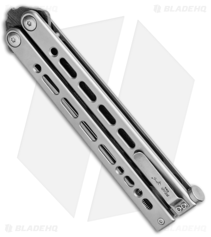 Bear Ops Bear Song VIII Butterfly Knife Bayonet Gray Steel (4.5" Damascus)