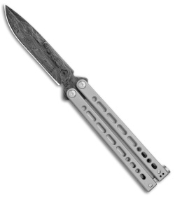 Bear Ops Bear Song VIII Butterfly Knife Bayonet Gray Steel (4.5" Damascus)