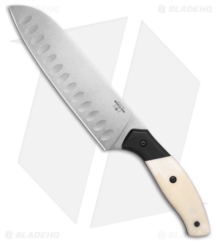 Bear & Son White Smooth Bone Professional Santoku Knife (7.125" SW)