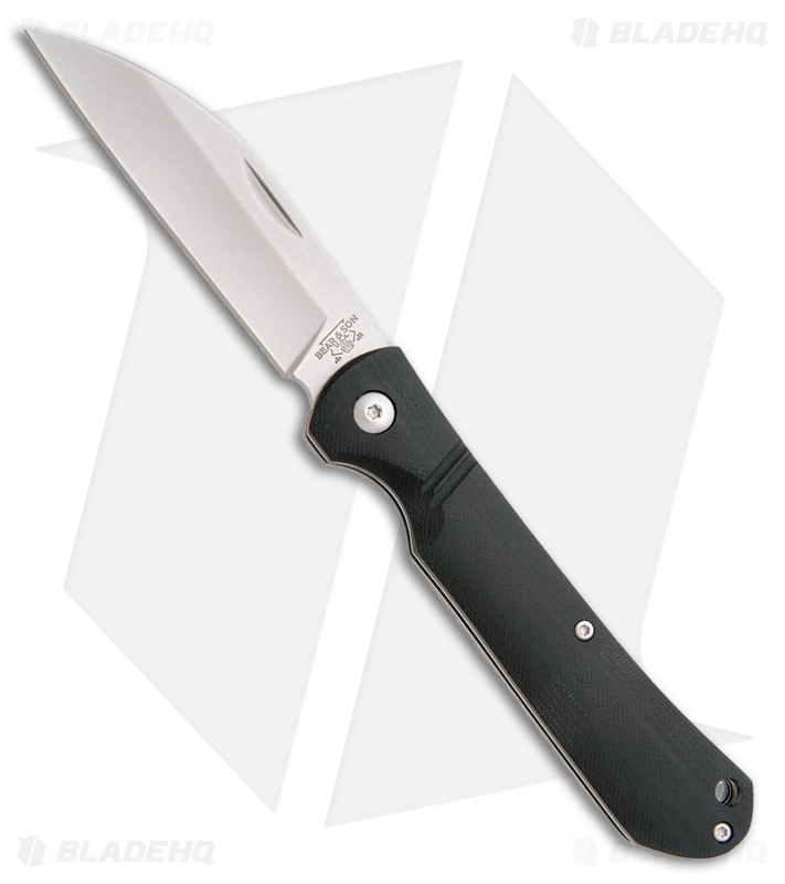 Bear & Son Wharncliffe Slip Joint Knife Black G-10 (3.25" Satin)
