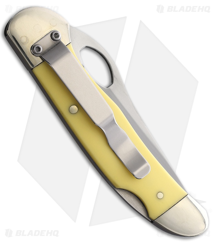 Bear & Son Heritage Locking Cowhand Lockback Knife Yellow Delrin (2.9" Satin)