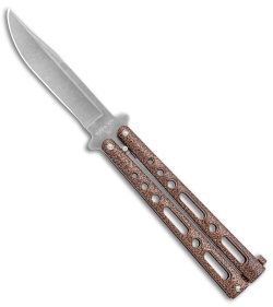 DB-29 Damascus Balisong Butterfly Knife with Beautiful Wooden Handle