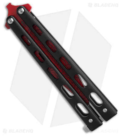 Bear & Son Drop Point  Butterfly Knife Black (4" Red) W115B