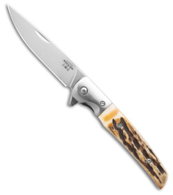 Bear &amp; Son Rancher Sideliner Liner Lock Knife Stag Bone (3.50&quot; Satin) 521 | 199327