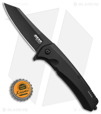 Bear Edge Sideliner Reverse Tanto Flipper Knife Black Al (3.5" Black)