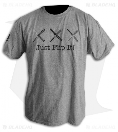 Bear & Son Triple X Butterfly Knife Just Flip It Short Sleeve Gray T-Shirt 