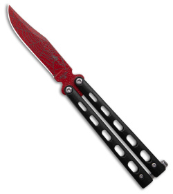 Bear and Son Widow Series Butterfly Knife Black (3.2" Red)