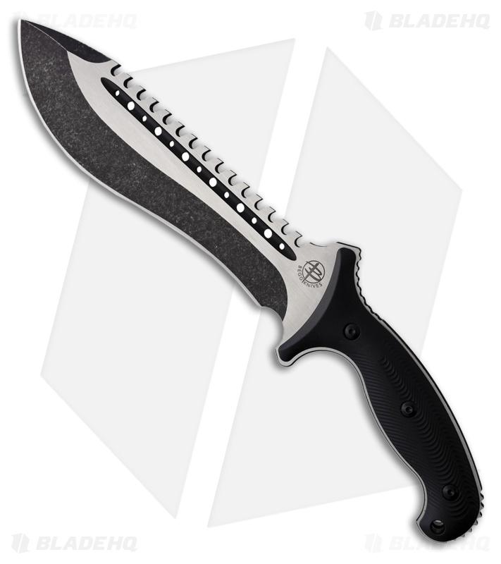 Begg Knives Bolo Sawback Fixed Blade Knife Textured Black Polymer (8" Two-Tone)