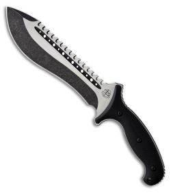 Begg Knives Bolo Sawback Fixed Blade Knife Textured Black Polymer (8" Two-Tone)