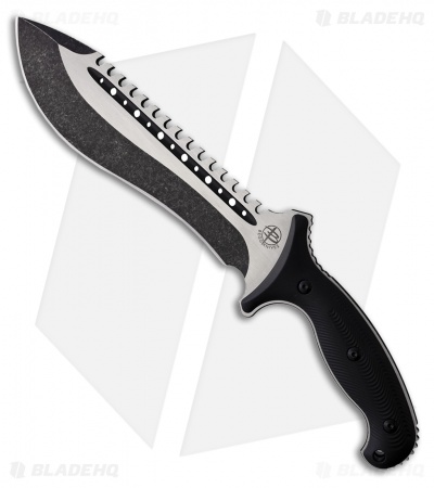 Begg Knives Bolo Sawback Fixed Blade Knife Textured Black Polymer (8" Two-Tone)