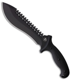 Begg Knives Bolo Sawback Fixed Blade Knife Textured Black Polymer (8" Black)