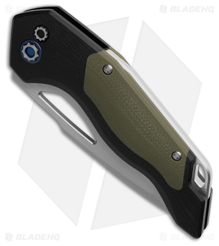 Begg Knives Galaxy Button Lock Knife Black/ Green G-10 (3.3" Cryo Satin) BG057