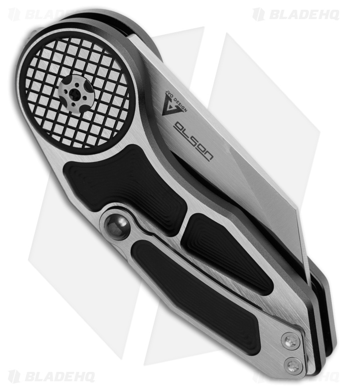 Begg Knives Micro Burst Checkered Button Lock Knife Gray Al/ Black (2.2" Satin)