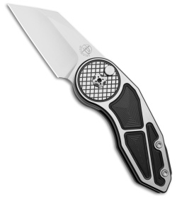 Begg Knives Micro Burst Checkered Button Lock Knife Gray Al/ Black (2.2" Satin)