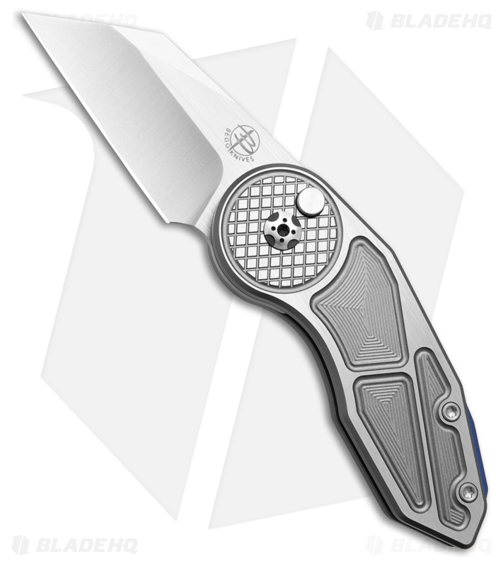 Begg Knives Micro Burst Checkered Button Lock Knife Gray Aluminum (2.25" Satin)