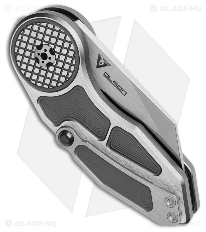 Begg Knives Micro Burst Checkered Button Lock Knife Gray Aluminum (2.25" Satin)