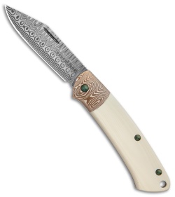 Benchmade Gold Class Proper Slip Joint Knife Ivory G-10/Mokume (2.8" Damasteel)