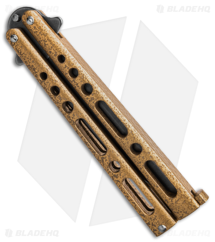 Benchmark Butterfly Knife Gold Epoxy Steel (4" Stonewash)